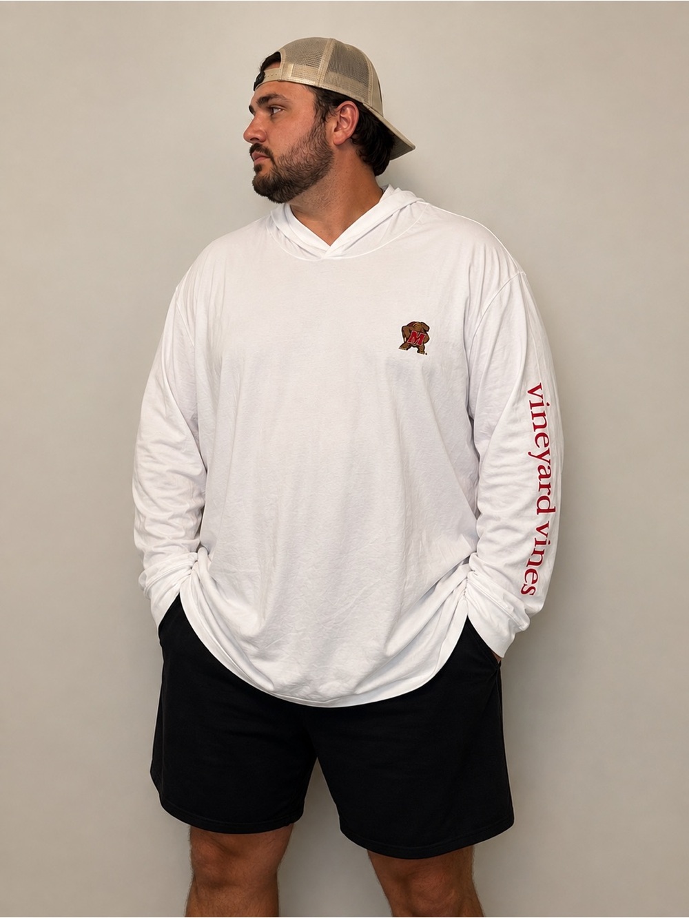 Vineyard Vines White Long-Sleeve Hooded Tee - Maryland Terrapins - Sz XXXL